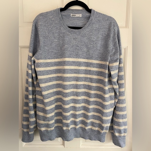 Sonoma Blue and White Striped Cotton‎ Sweater - Extra Large XL - Picture 1 of 4